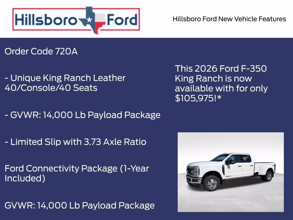 2026 Star White Metallic Tri-Coat Ford Super Duty F-350 DRW King Ranch 4X4 Truck