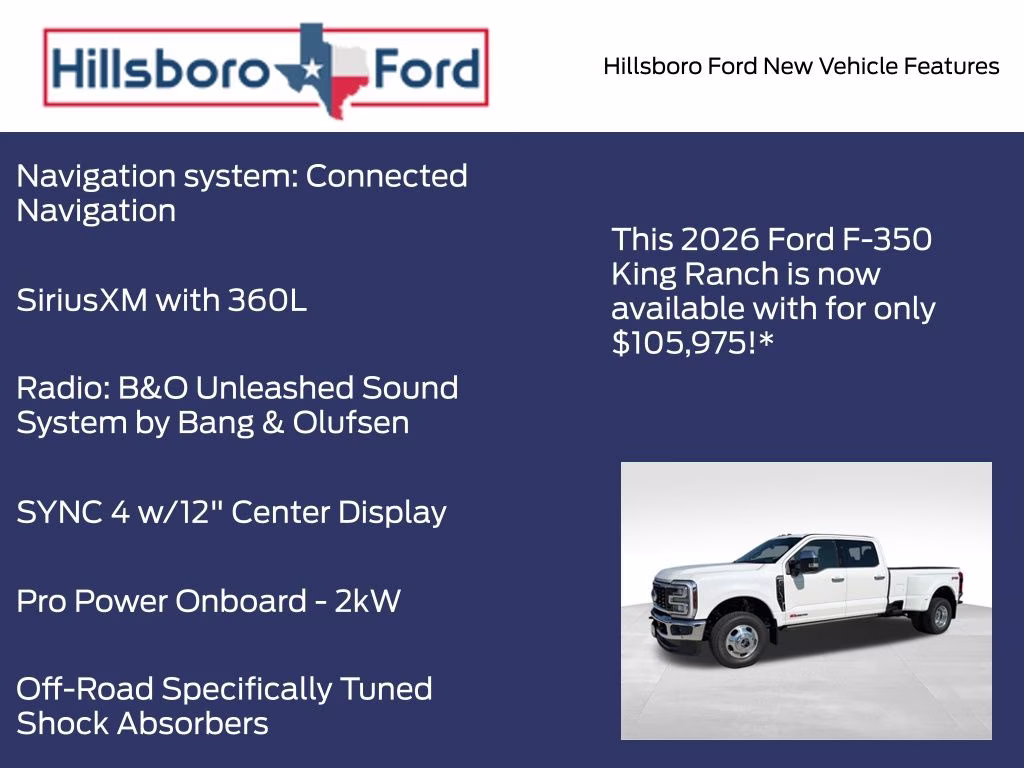 2026 Star White Metallic Tri-Coat Ford Super Duty F-350 DRW King Ranch 4X4 Truck