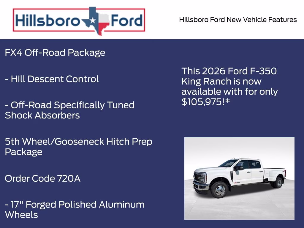 2026 Star White Metallic Tri-Coat Ford Super Duty F-350 DRW King Ranch 4X4 Truck