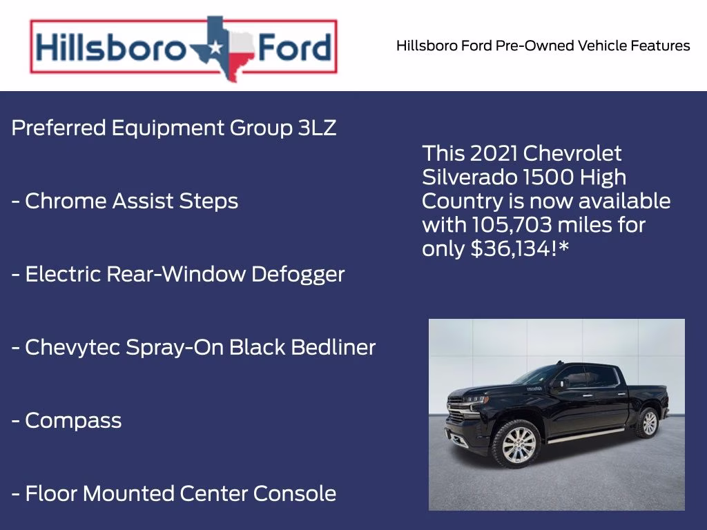 2021 Mosaic Black Metallic Chevrolet Silverado 1500 High Country 4X4 Truck