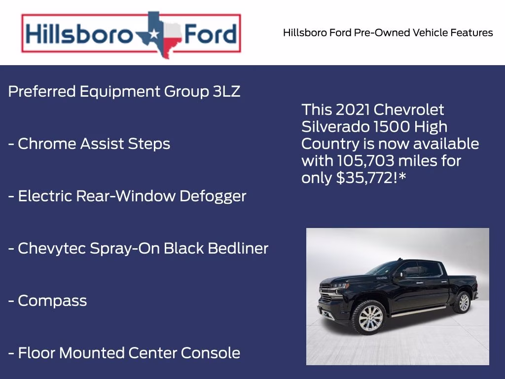 2021 Mosaic Black Metallic Chevrolet Silverado 1500 High Country 4X4 Truck