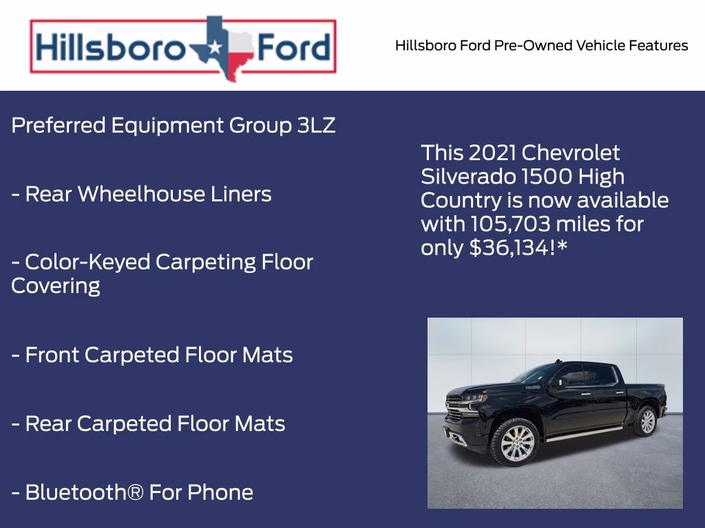 2021 Mosaic Black Metallic Chevrolet Silverado 1500 High Country 4X4 Truck