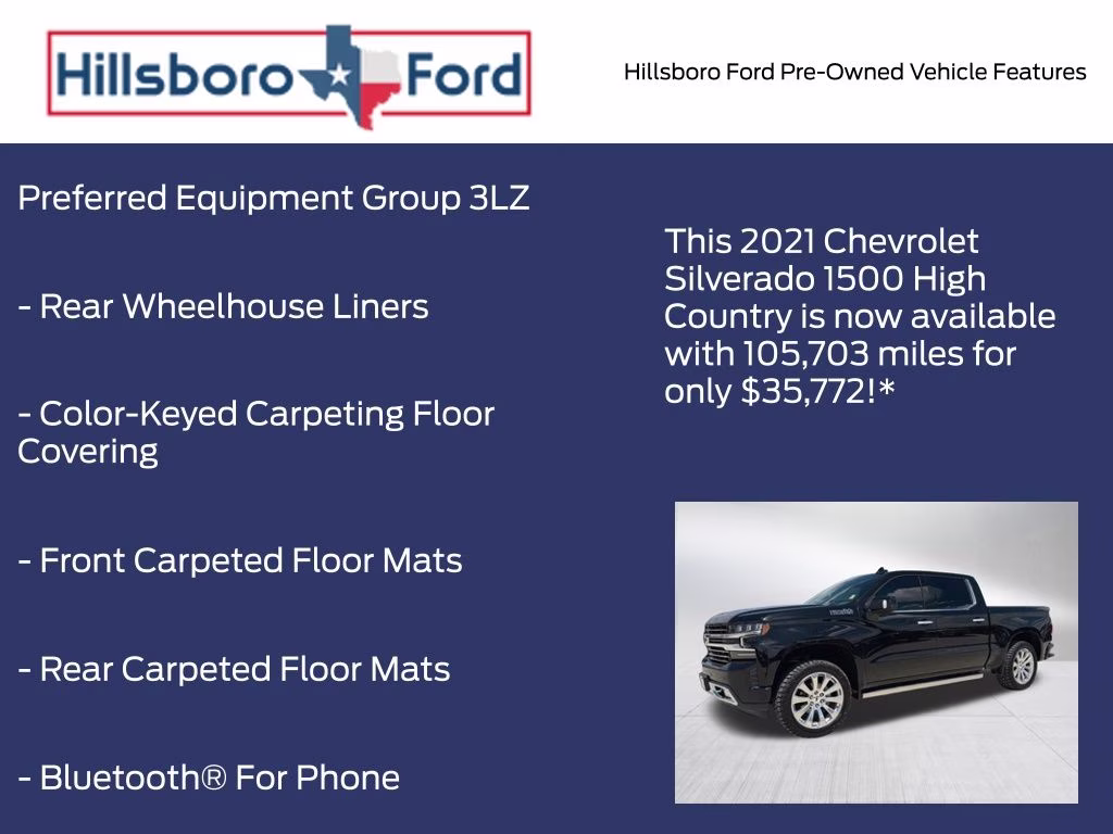 2021 Mosaic Black Metallic Chevrolet Silverado 1500 High Country 4X4 Truck