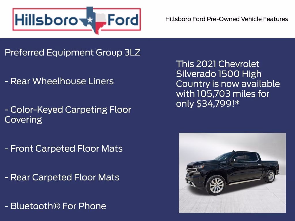 2021 Mosaic Black Metallic Chevrolet Silverado 1500 High Country 4X4 Truck