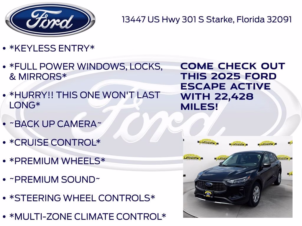 2025 Black Metallic Ford Escape Active AWD SUV