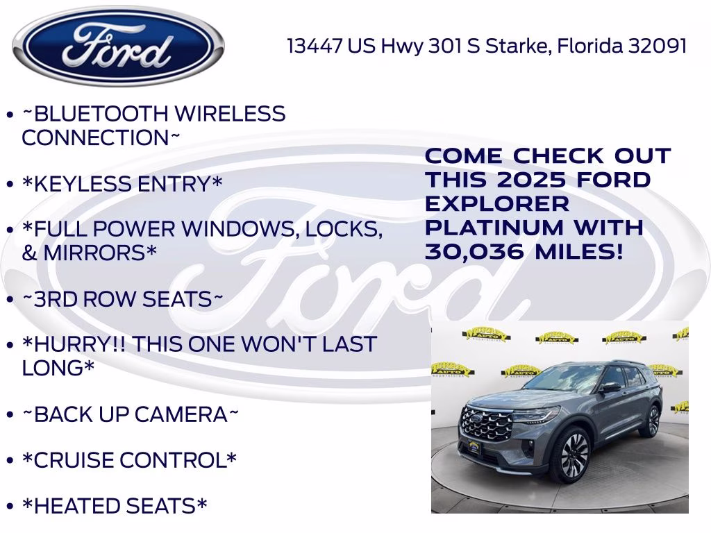 2025 Gray Metallic Ford Explorer Platinum 4X4 SUV