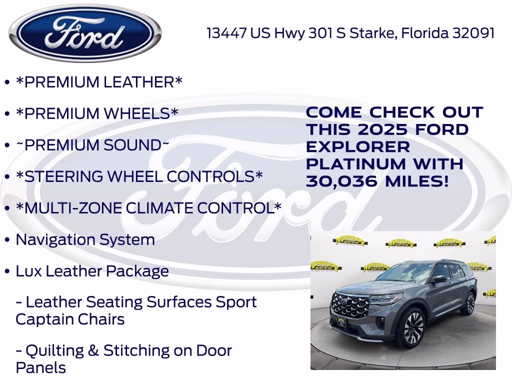 2025 Gray Metallic Ford Explorer Platinum 4X4 SUV