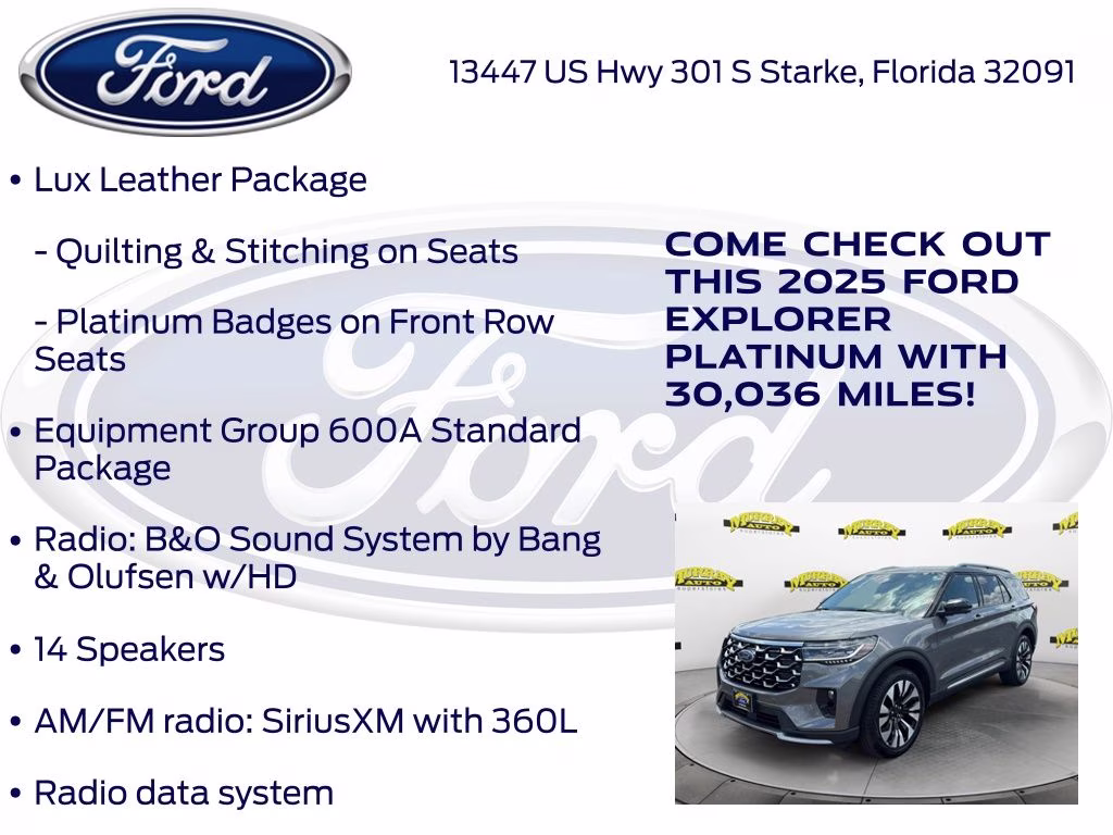 2025 Gray Metallic Ford Explorer Platinum 4X4 SUV