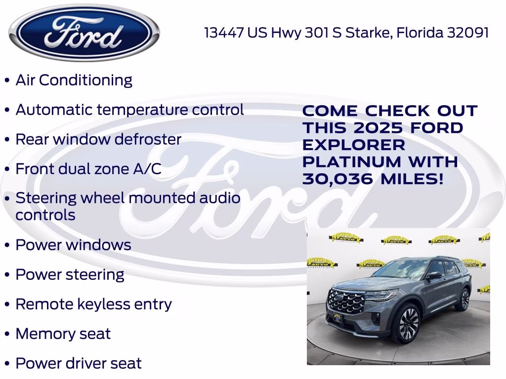 2025 Gray Metallic Ford Explorer Platinum 4X4 SUV