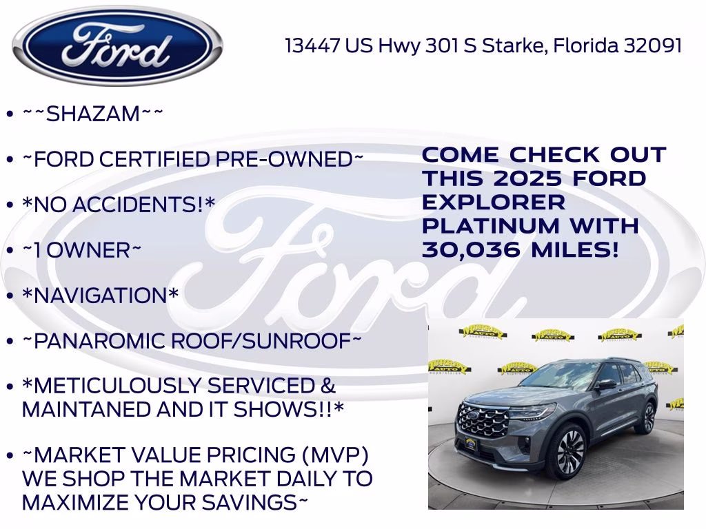 2025 Gray Metallic Ford Explorer Platinum 4X4 SUV