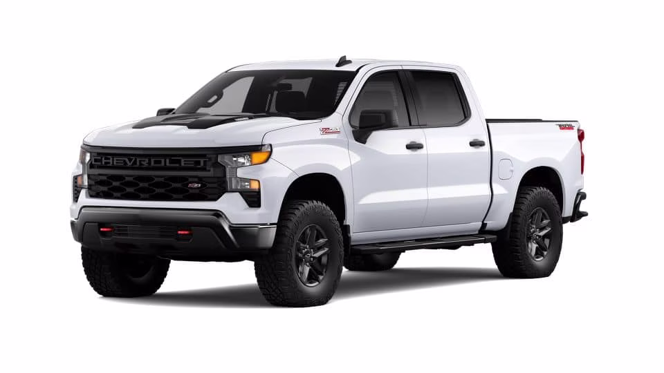 2026 White Chevrolet Silverado 1500 Custom Trail Boss 4X4 Truck