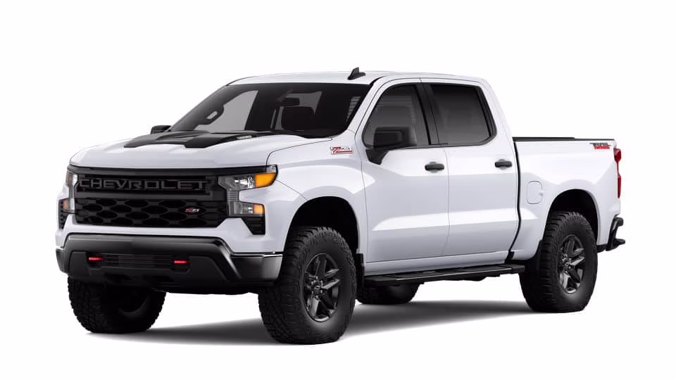 2026 White Chevrolet Silverado 1500 Custom Trail Boss 4X4 Truck