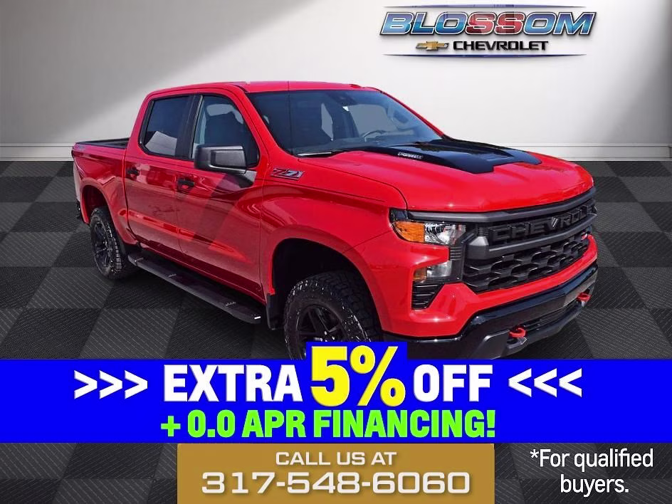 2026 Red Chevrolet Silverado 1500 Custom Trail Boss 4X4 Truck