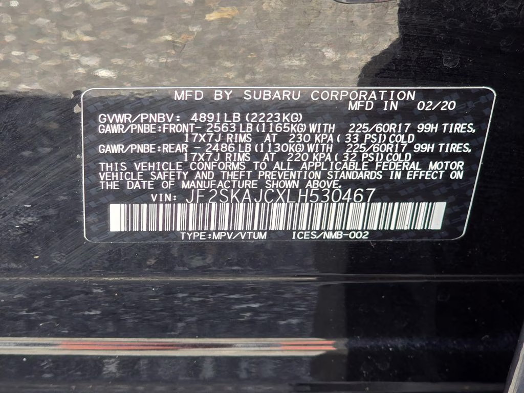 2020 Crystal Black Silica Subaru Forester Premium AWD SUV