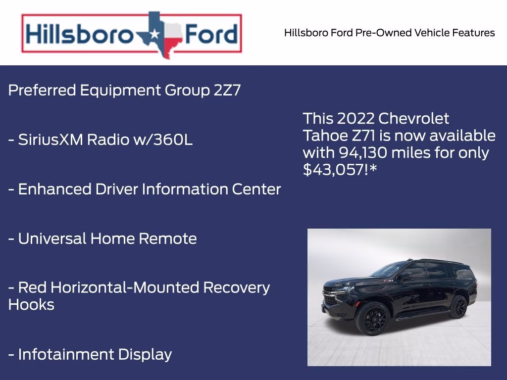 2022 Black Chevrolet Tahoe Z71 4X4 SUV