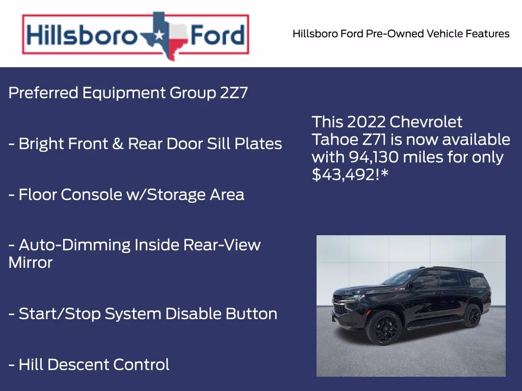 2022 Black Chevrolet Tahoe Z71 4X4 SUV