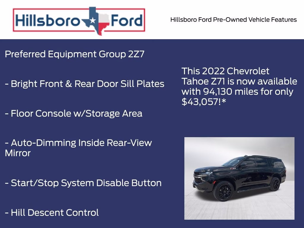 2022 Black Chevrolet Tahoe Z71 4X4 SUV