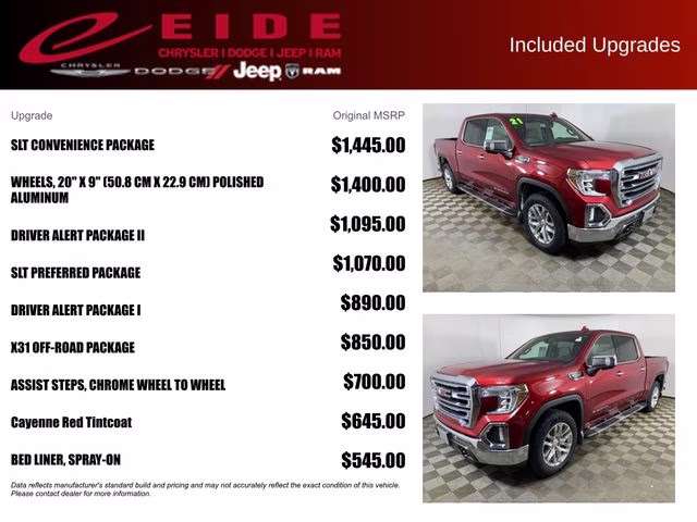 2021 Cayenne Red Tintcoat GMC Sierra 1500 SLT 4X4 Truck