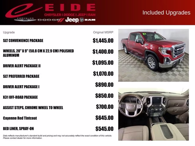 2021 Cayenne Red Tintcoat GMC Sierra 1500 SLT 4X4 Truck
