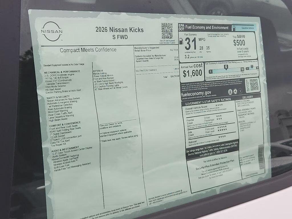 2026 Fresh Powder Nissan Kicks S FWD SUV