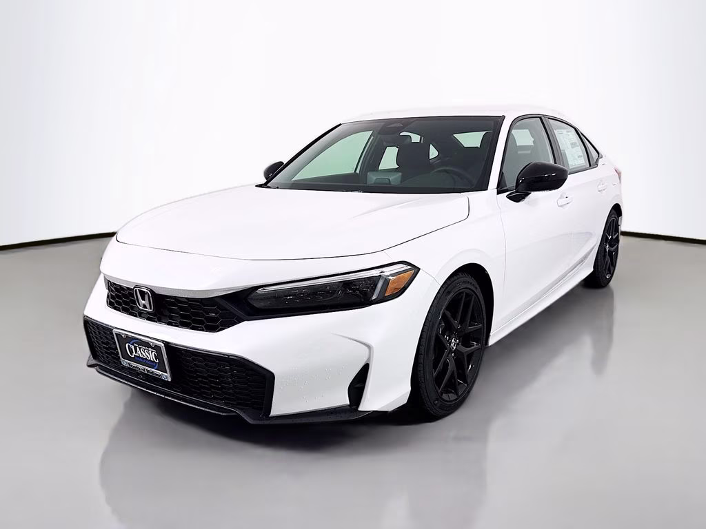 2026 Platinum White Pearl Honda Civic Sport FWD Sedan