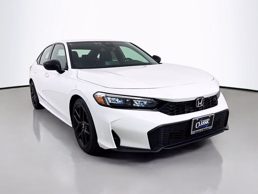 2026 Platinum White Pearl Honda Civic Sport FWD Sedan