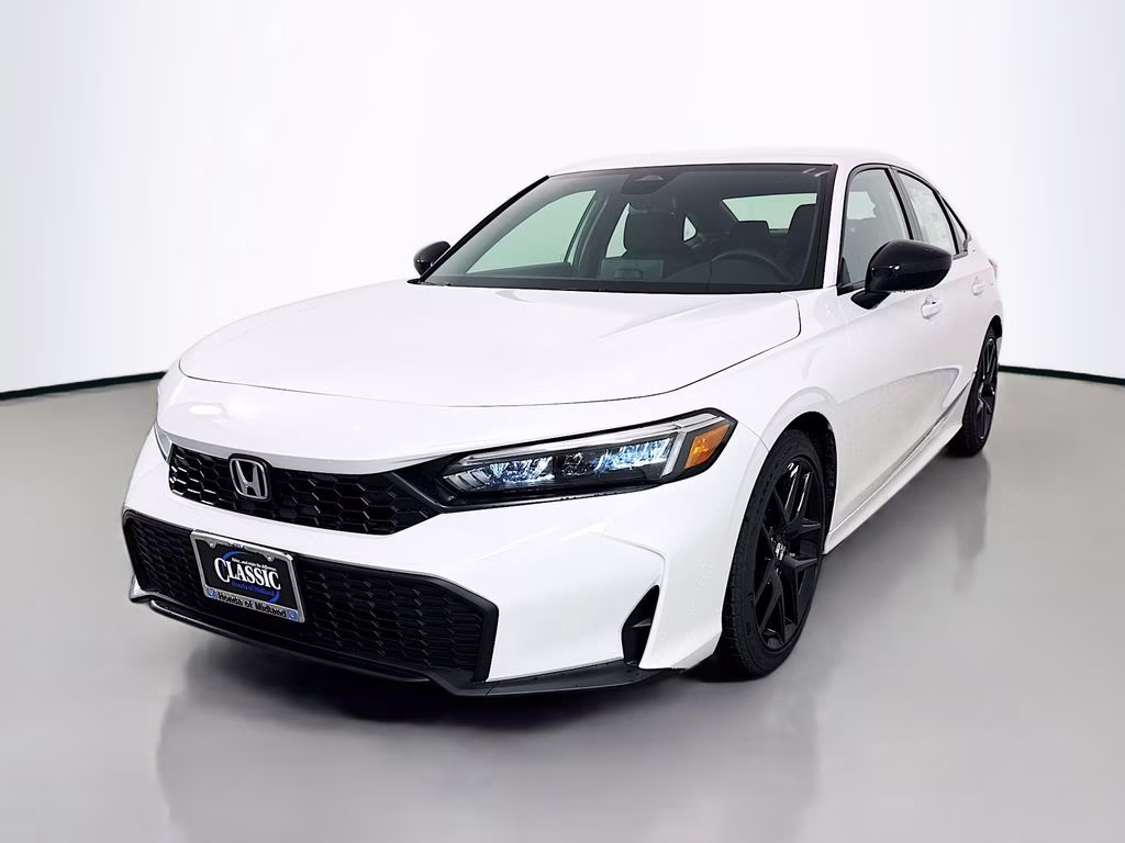 2026 Platinum White Pearl Honda Civic Sport FWD Sedan