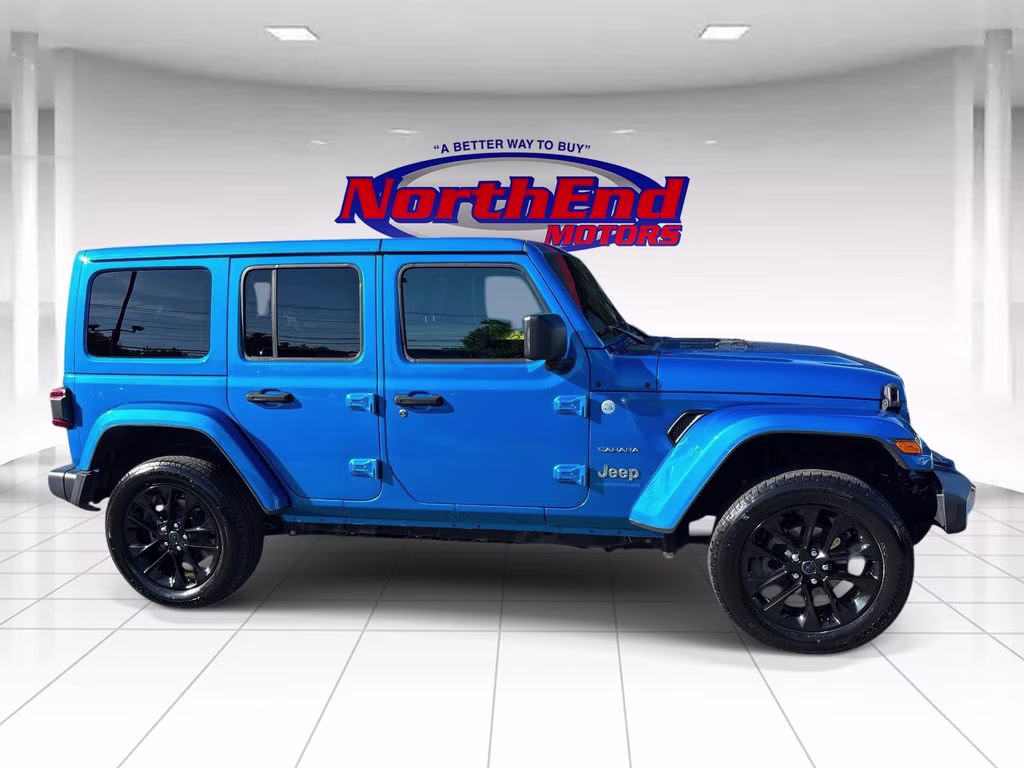 2024 Hydro Blue Pearl Coat Jeep Wrangler Sahara 4xe 4X4 SUV