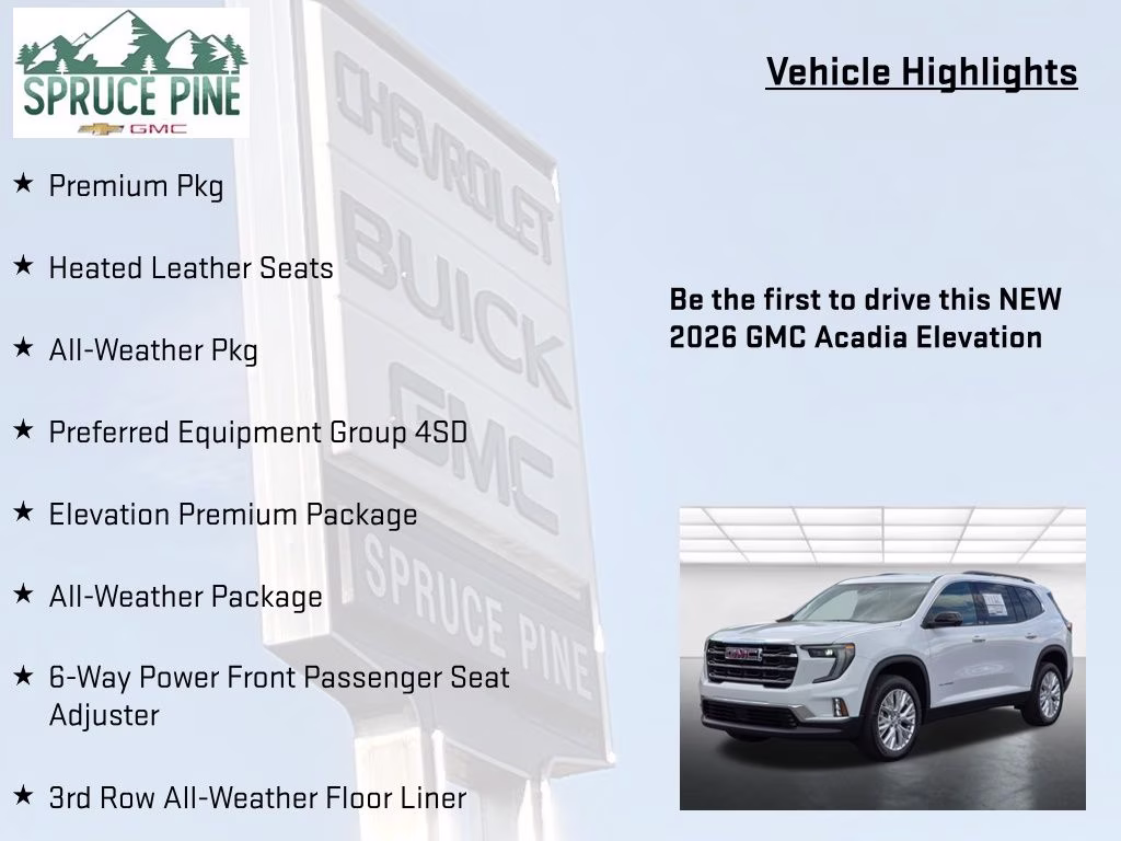 2026 Summit White GMC Acadia Elevation AWD SUV