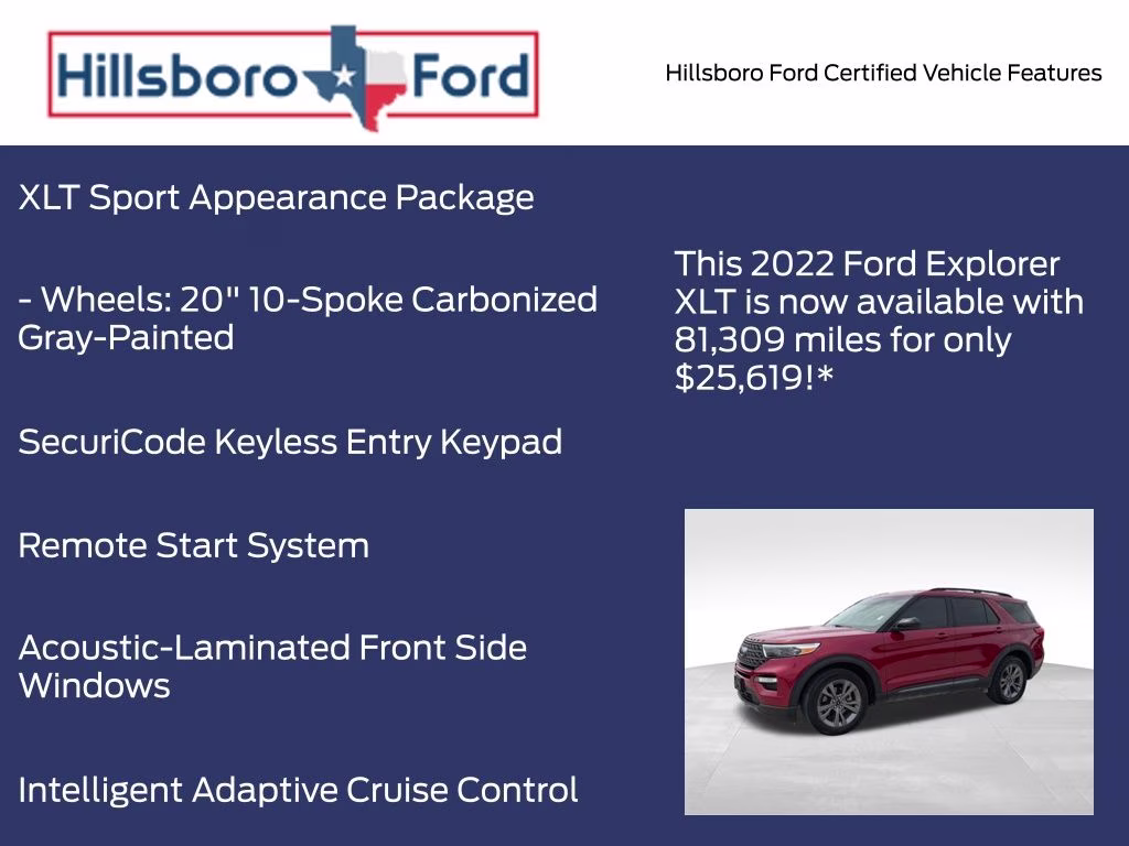 2022 Rapid Red Metallic Tinted Clearcoat Ford Explorer XLT 4X4 SUV