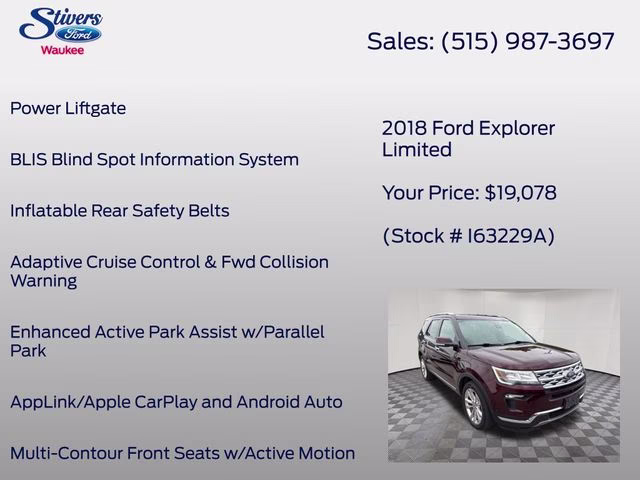 2018 Burgundy Ford Explorer Limited 4X4 SUV