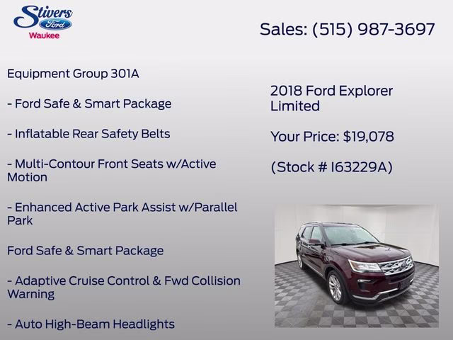 2018 Burgundy Ford Explorer Limited 4X4 SUV