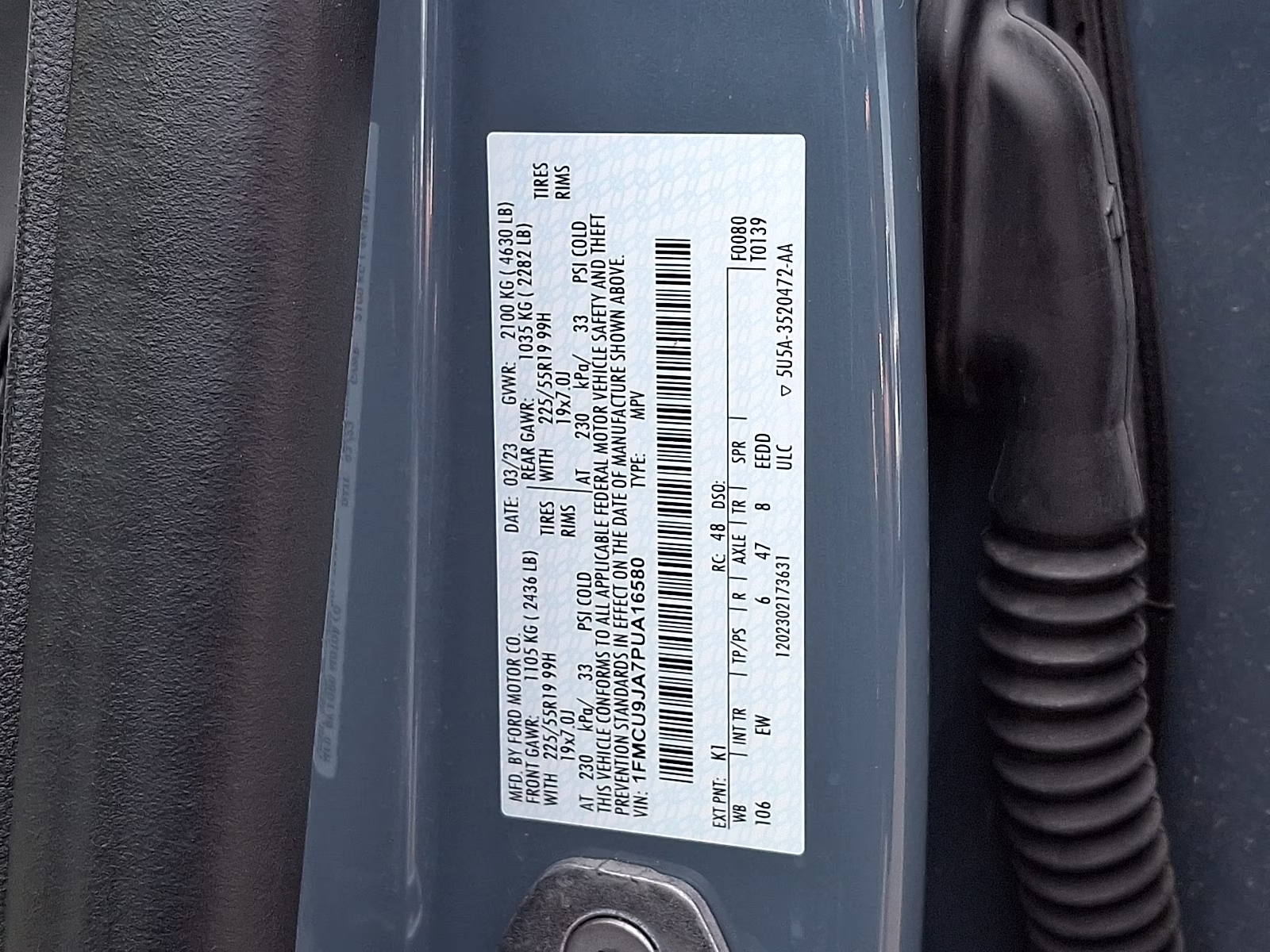 2023 Vapor Blue Metallic - K1 Ford Escape Platinum AWD