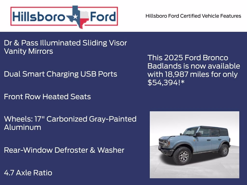 2025 Azure Gray Metallic Tri-Coat Ford Bronco Badlands 4X4 SUV