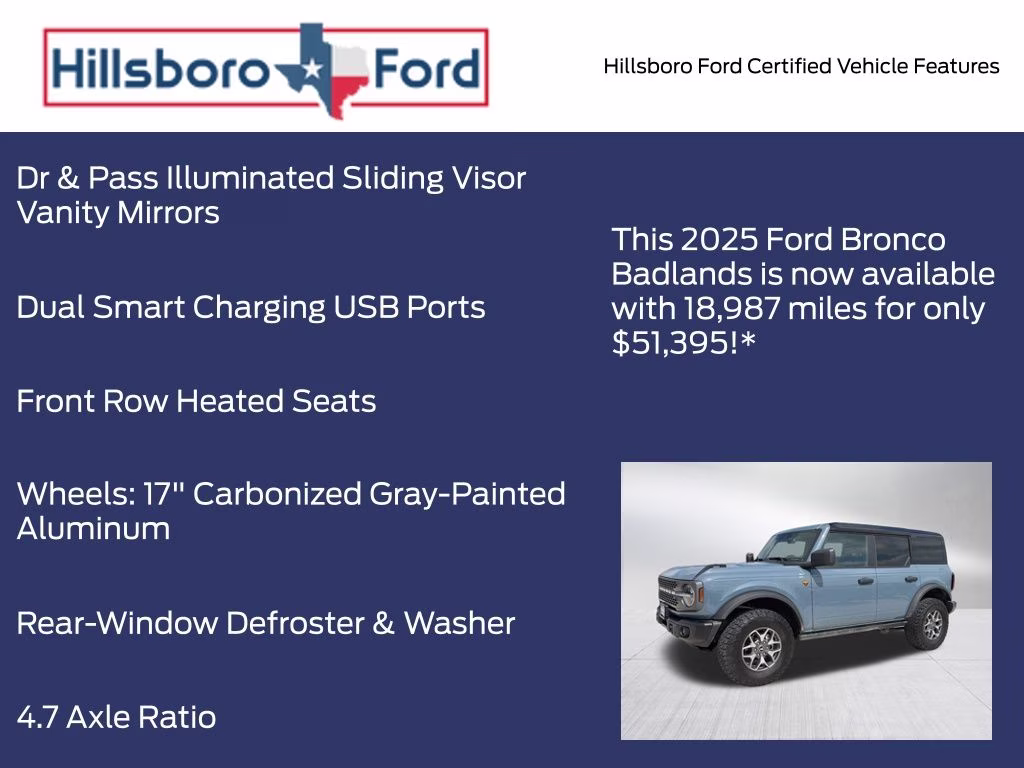 2025 Azure Gray Metallic Tri-Coat Ford Bronco Badlands 4X4 SUV