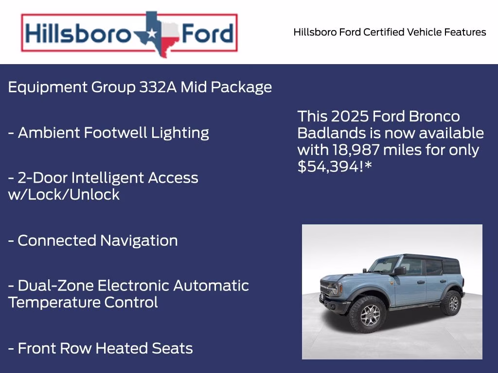 2025 Azure Gray Metallic Tri-Coat Ford Bronco Badlands 4X4 SUV