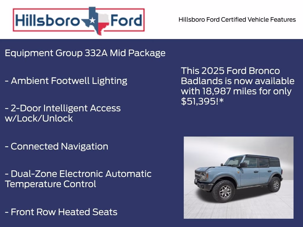2025 Azure Gray Metallic Tri-Coat Ford Bronco Badlands 4X4 SUV