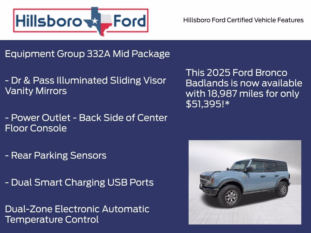 2025 Azure Gray Metallic Tri-Coat Ford Bronco Badlands 4X4 SUV