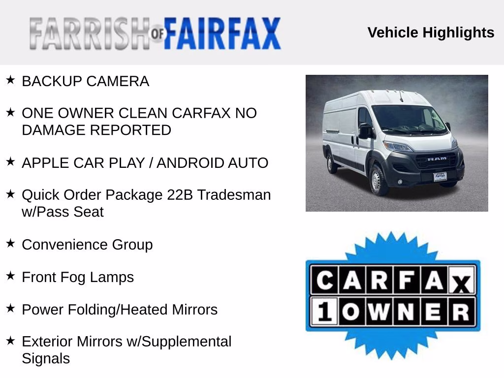 2025 Bright White Clearcoat Ram ProMaster 2500 High Roof FWD Van