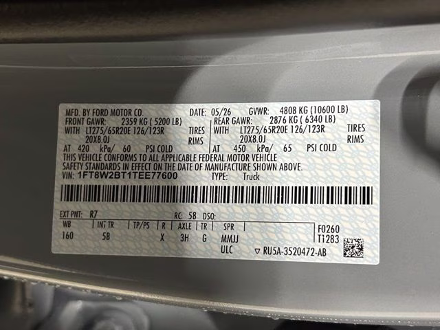 2026 Glacier Gray Metallic Tri-Coat Ford Super Duty F-250 SRW Lariat Black Appearance 4X4 Truck