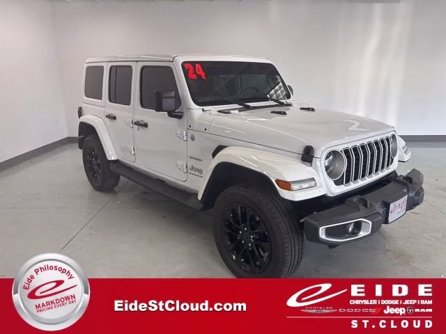 2024 Bright White Clearcoat Jeep Wrangler Sahara 4xe 4X4 SUV