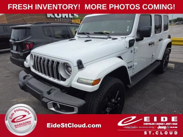 2024 Bright White Clearcoat Jeep Wrangler Sahara 4xe 4X4 SUV