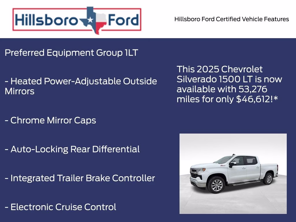 2025 Summit White Chevrolet Silverado 1500 LT 4X4 Truck