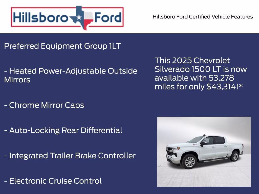 2025 Summit White Chevrolet Silverado 1500 LT 4X4 Truck