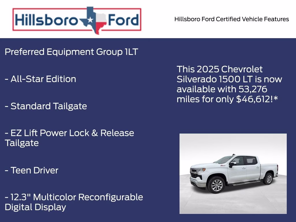 2025 Summit White Chevrolet Silverado 1500 LT 4X4 Truck