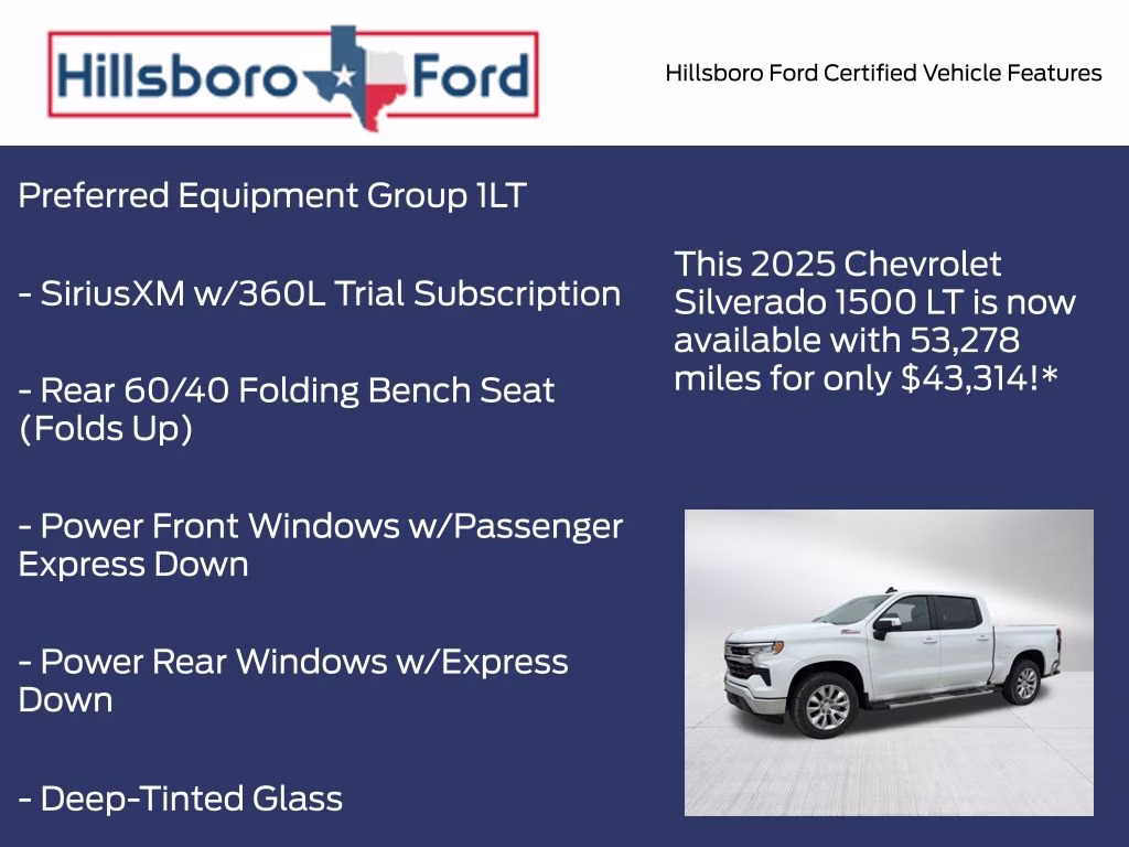 2025 Summit White Chevrolet Silverado 1500 LT 4X4 Truck