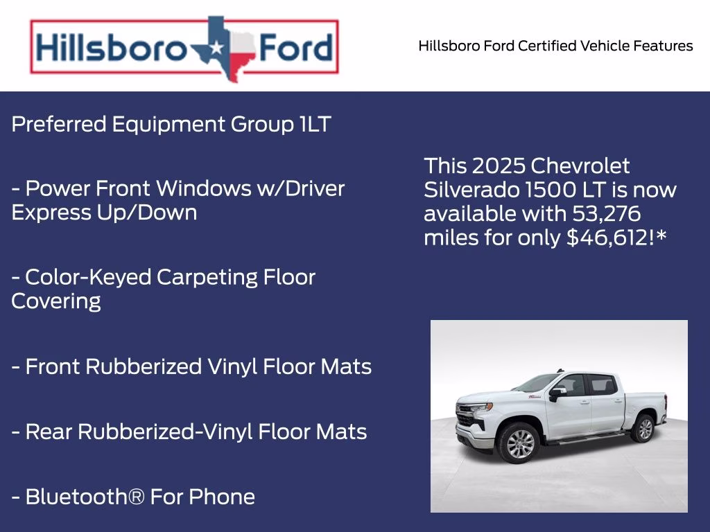 2025 Summit White Chevrolet Silverado 1500 LT 4X4 Truck