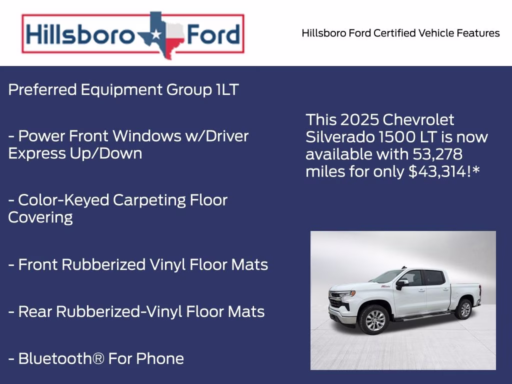 2025 Summit White Chevrolet Silverado 1500 LT 4X4 Truck