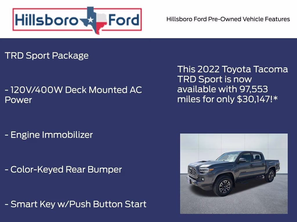 2022 Magnetic Gray Metallic Toyota Tacoma TRD Sport RWD Truck