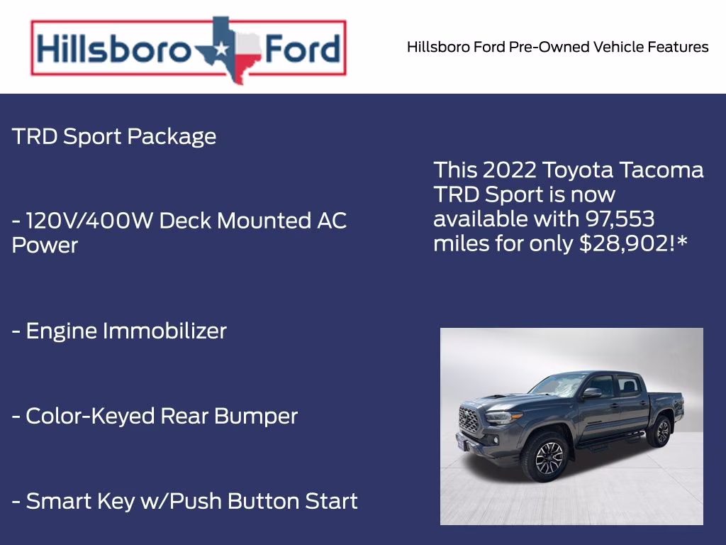 2022 Magnetic Gray Metallic Toyota Tacoma TRD Sport RWD Truck